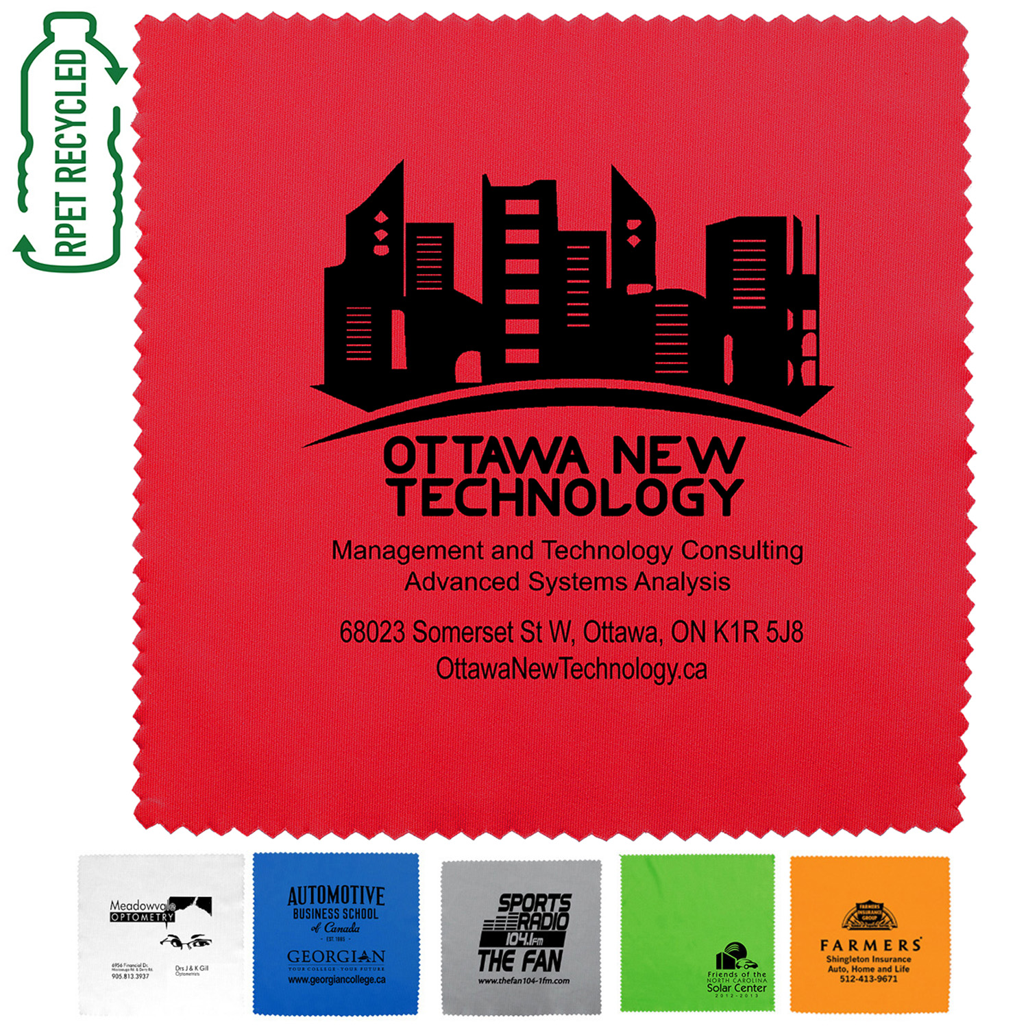 “OneCleanScreen XL” 100% Microfiber RPET Recycled Polyester Cleaning Cloth & Screen Cleaner 8”x 8”